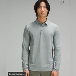 Men’s Lululemon Heathered Green LS Slim Fit Evolution Pique Polo Size Large